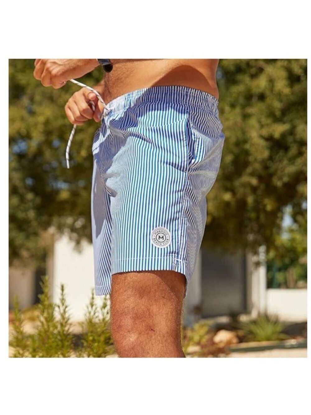 ✨✨MaaMgic Men's Swim Trunks Small Blue & White Stripe NWT